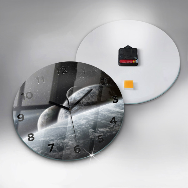 Wanduhr glas rund Kosmos Planeten