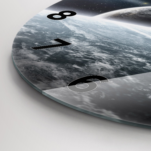 Wanduhr glas rund Kosmos Planeten