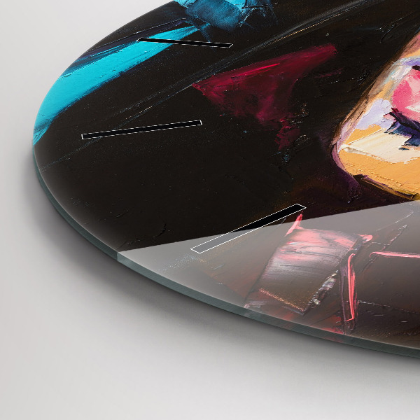 Wanduhr glas rund Porträt einer Frau