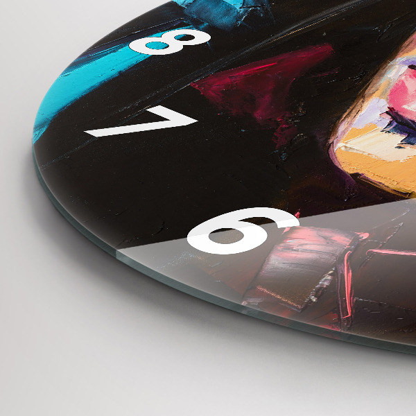 Wanduhr glas rund Porträt einer Frau