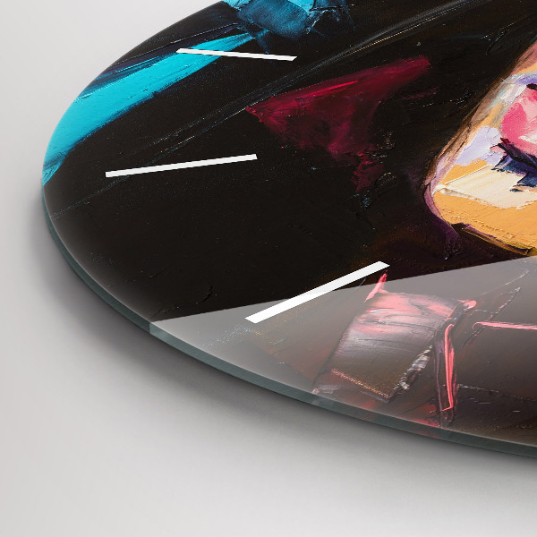 Wanduhr glas rund Porträt einer Frau