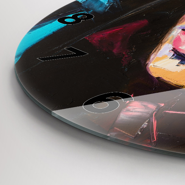 Wanduhr glas rund Porträt einer Frau