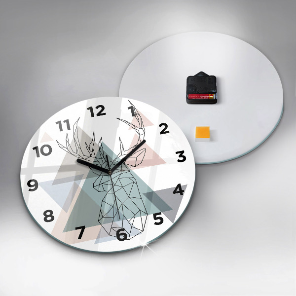 Wanduhr glas rund Rentier skandinavischer Stil