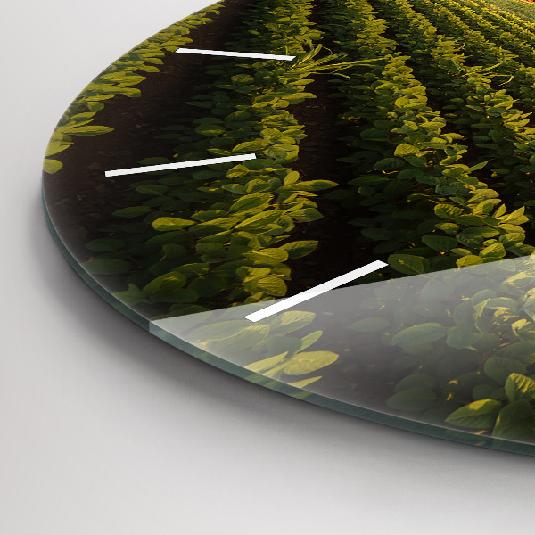 Wanduhr rund mit motiv Traktor sprüht ein Feld