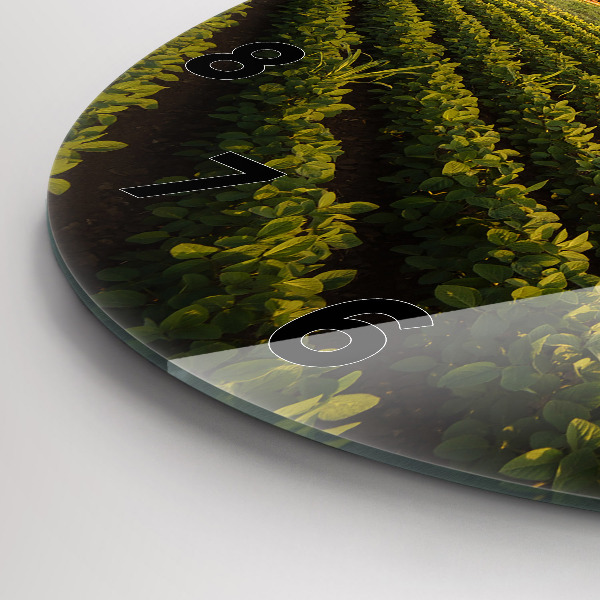 Wanduhr rund mit motiv Traktor sprüht ein Feld