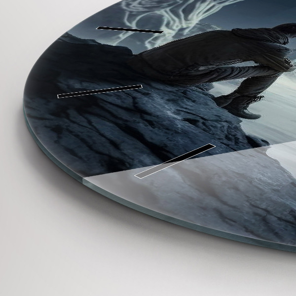 Wanduhr glas rund Mann auf Mond Hintergrund