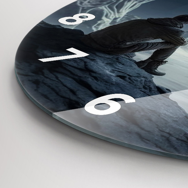 Wanduhr glas rund Mann auf Mond Hintergrund