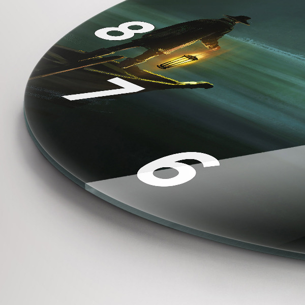 Wanduhr glas rund Mensch und Ungeheuer im Sumpf