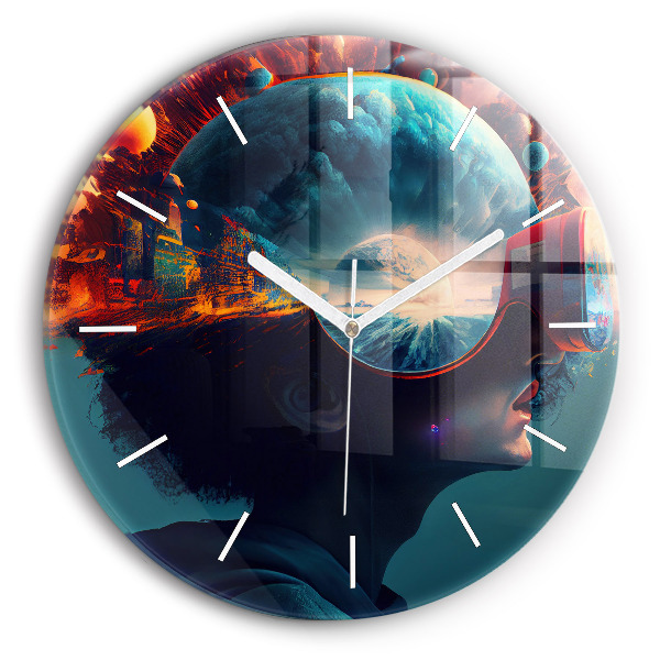 Wanduhr rund mit motiv Futuristische virtuelle Welt