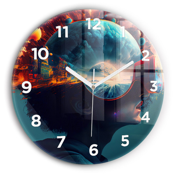Wanduhr rund mit motiv Futuristische virtuelle Welt
