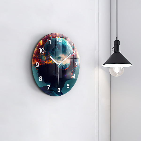 Wanduhr rund mit motiv Futuristische virtuelle Welt
