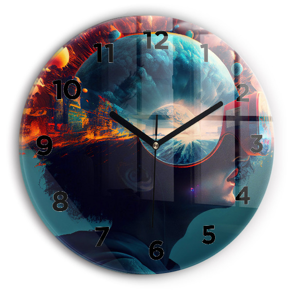 Wanduhr rund mit motiv Futuristische virtuelle Welt