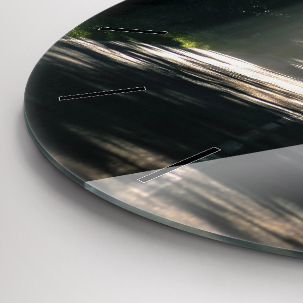 Wanduhr rund mit motiv Waldweg und Sonnenschlieren