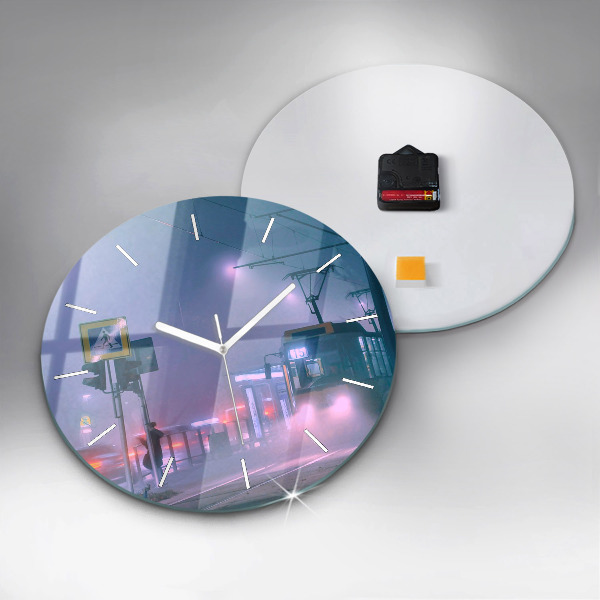 Wanduhr rund mit motiv Warschau im Nebel