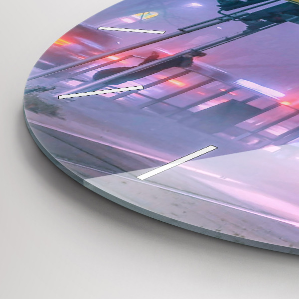 Wanduhr rund mit motiv Warschau im Nebel