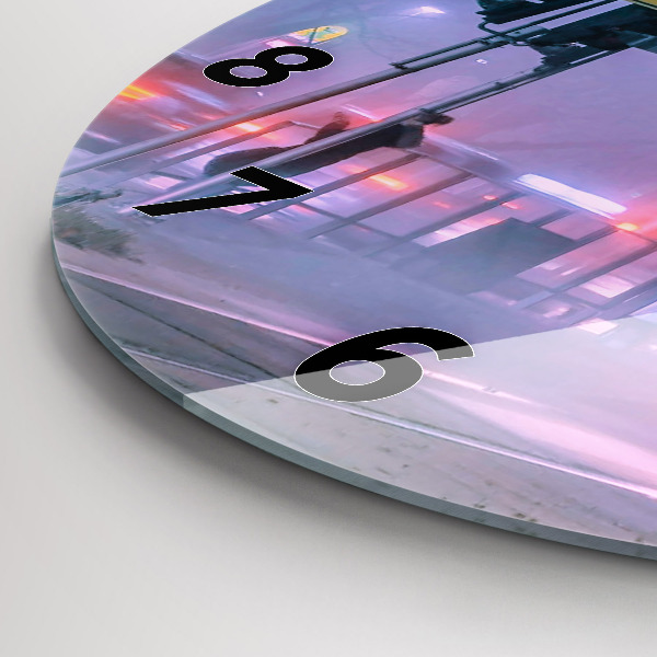 Wanduhr rund mit motiv Warschau im Nebel