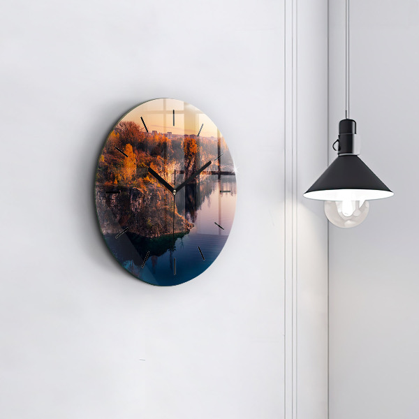 Wanduhr rund Krakauer See Zakrzówek Herbst