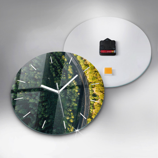 Wanduhr glas rund Wald aus der Vogelperspektive