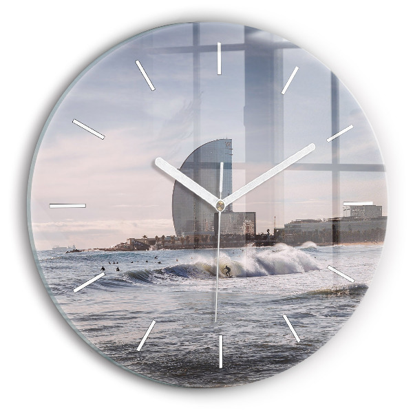 Wanduhr rund mit motiv Surfer in Barcelona