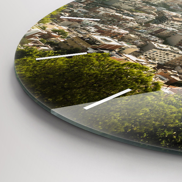 Wanduhr rund Barcelona Blick auf den Montjuic