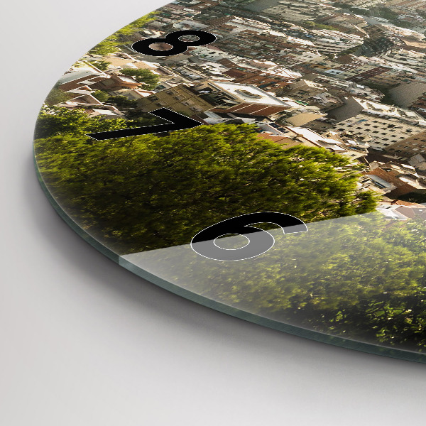 Wanduhr rund Barcelona Blick auf den Montjuic