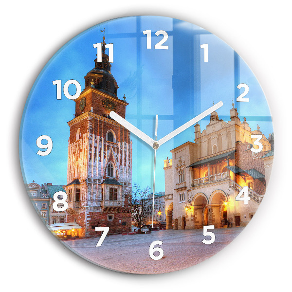 Wanduhr rund mit motiv Hauptmarkt in Krakau