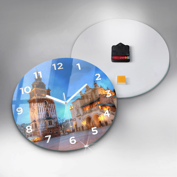 Wanduhr rund mit motiv Hauptmarkt in Krakau
