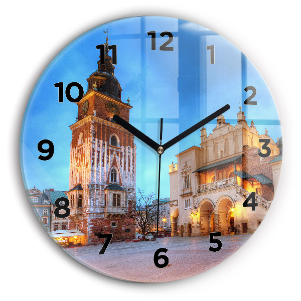 Wanduhr rund mit motiv Hauptmarkt in Krakau