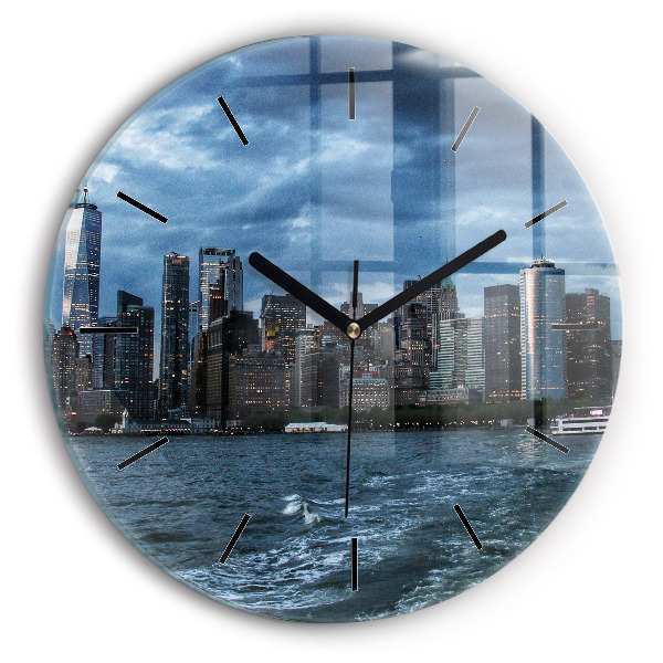 Wanduhr rund Panorama von New York City
