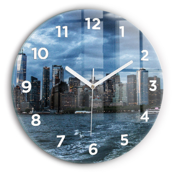 Wanduhr rund Panorama von New York City