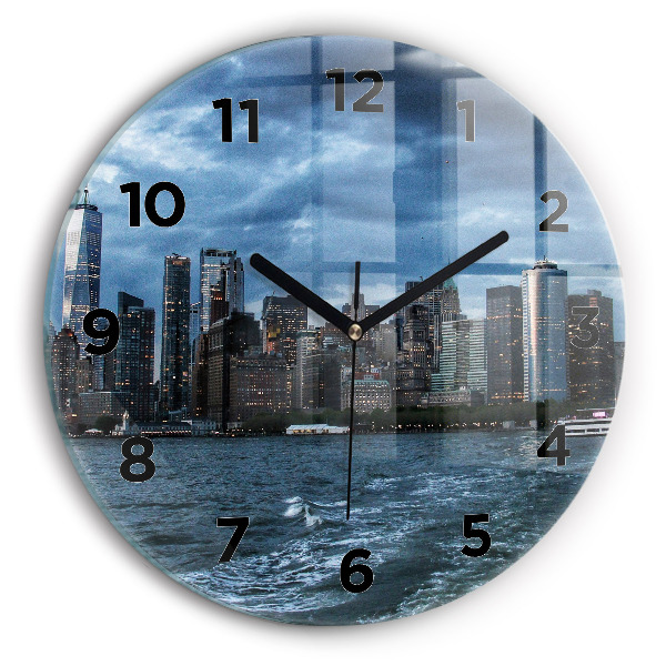 Wanduhr rund Panorama von New York City