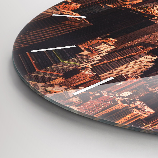 Wanduhr rund Panorama der Stadt im Westen