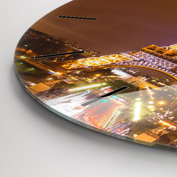 Wanduhr glas rund Beleuchteter Eiffelturm