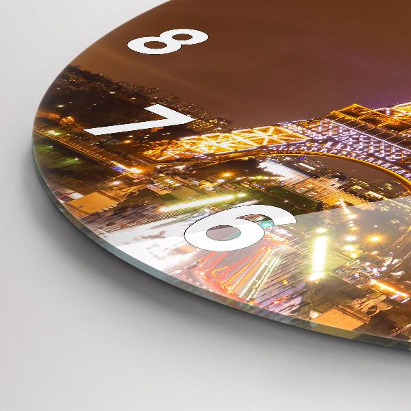 Wanduhr glas rund Beleuchteter Eiffelturm