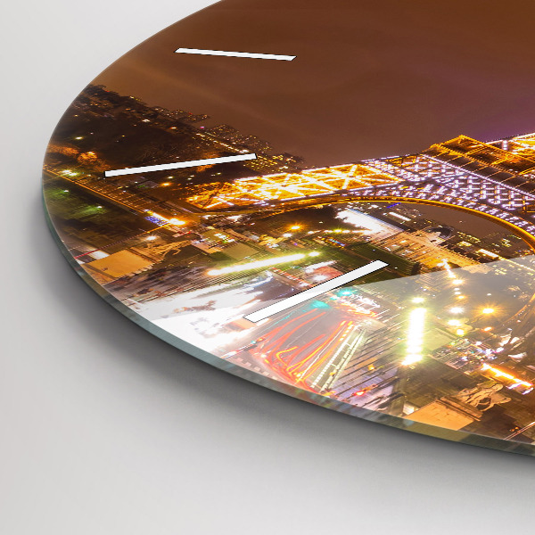 Wanduhr glas rund Beleuchteter Eiffelturm