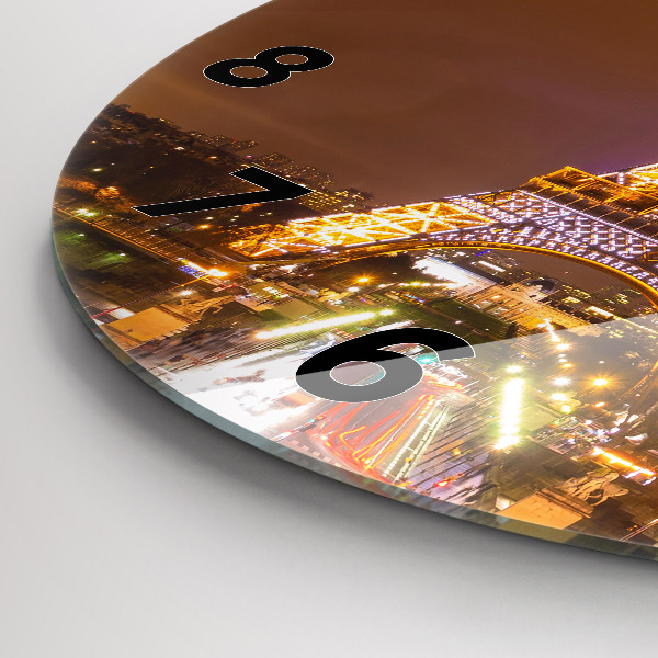 Wanduhr glas rund Beleuchteter Eiffelturm