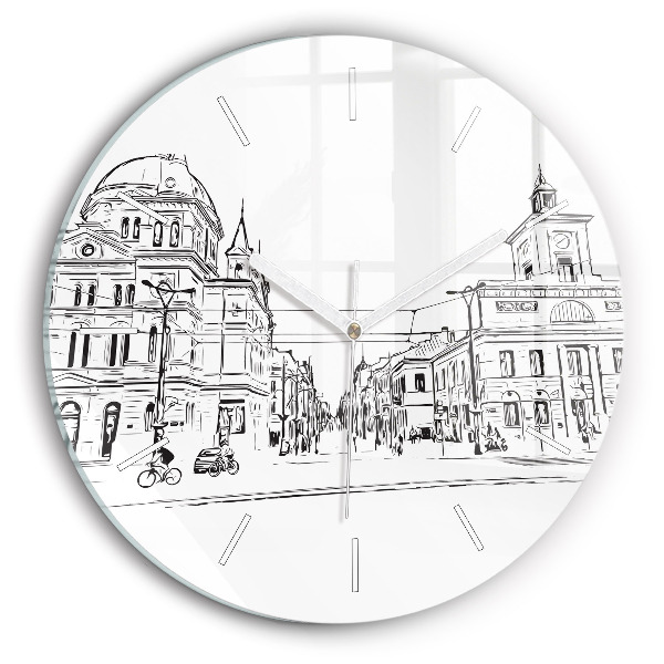 Wanduhr rund Illustration der Stadt Poznan
