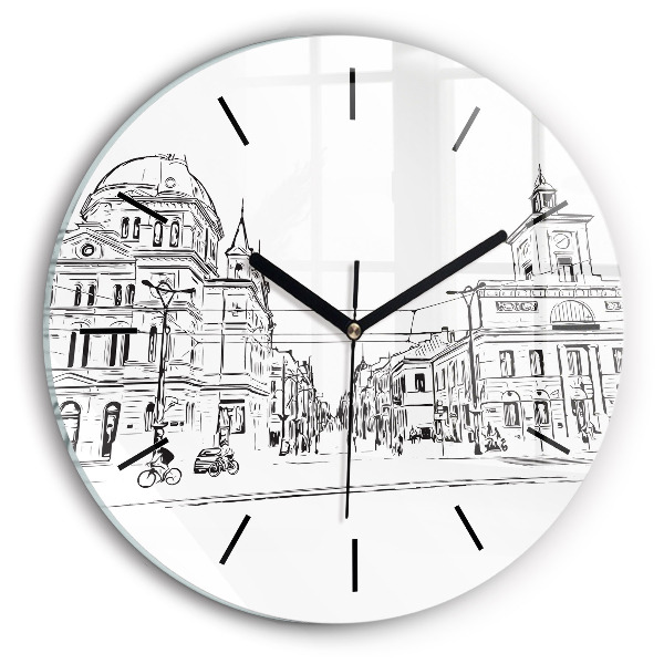 Wanduhr rund Illustration der Stadt Poznan