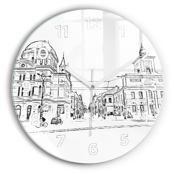 Wanduhr rund Illustration der Stadt Poznan