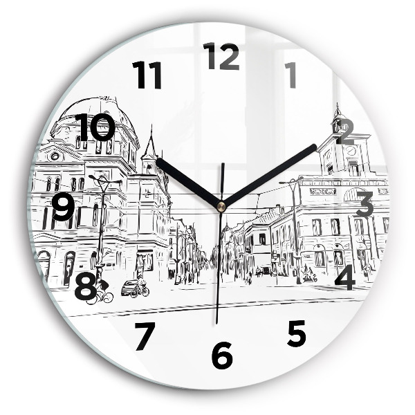 Wanduhr rund Illustration der Stadt Poznan