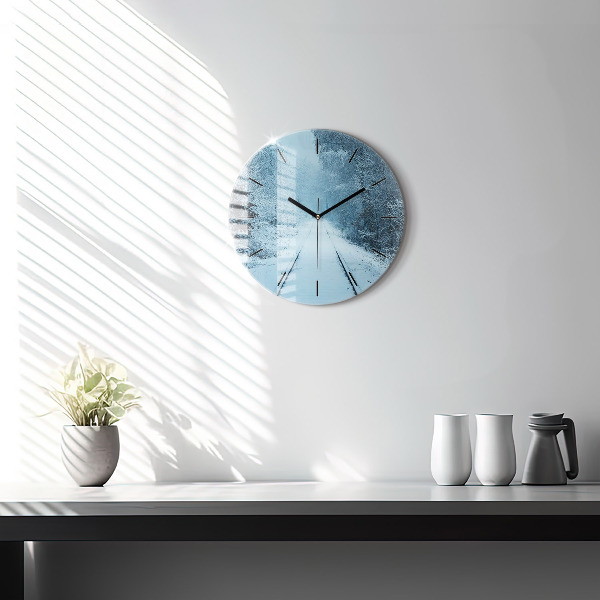 Wanduhr rund mit motiv Hirsche auf den Gleisen