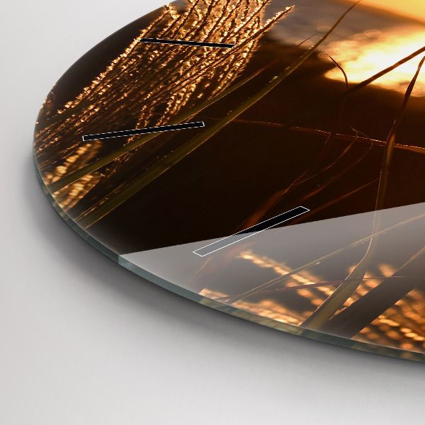 Wanduhr glas rund Weizen zur Goldenen Stunde