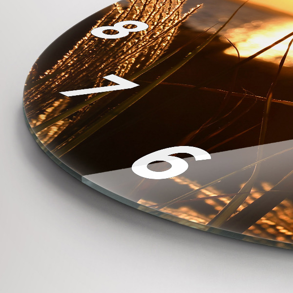 Wanduhr glas rund Weizen zur Goldenen Stunde