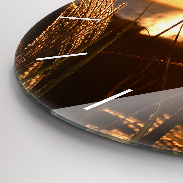 Wanduhr glas rund Weizen zur Goldenen Stunde