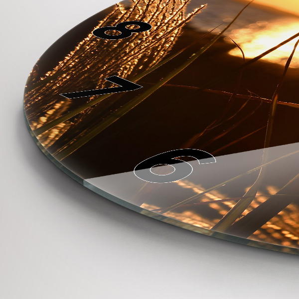 Wanduhr glas rund Weizen zur Goldenen Stunde