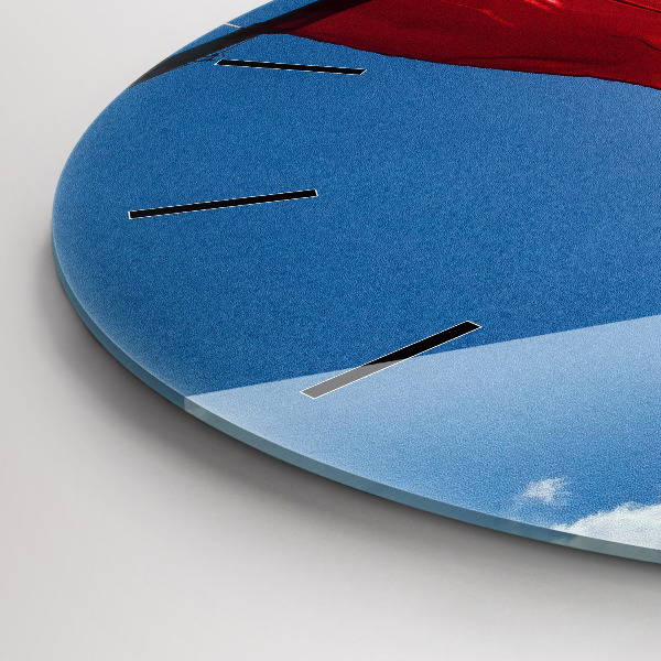 Wanduhr rund mit motiv Polnische Flagge gegen den Himmel