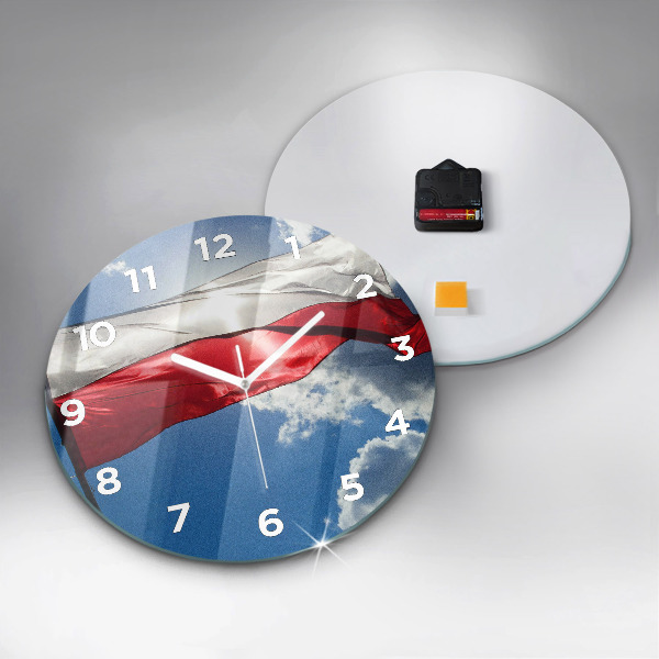 Wanduhr rund mit motiv Polnische Flagge gegen den Himmel