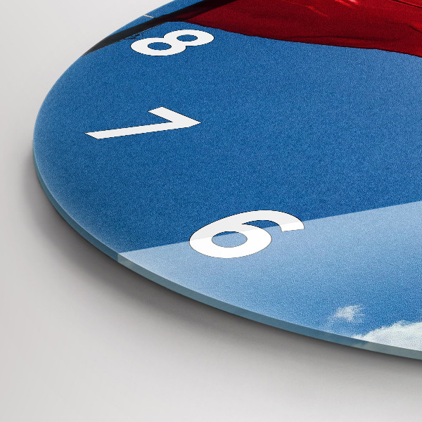 Wanduhr rund mit motiv Polnische Flagge gegen den Himmel