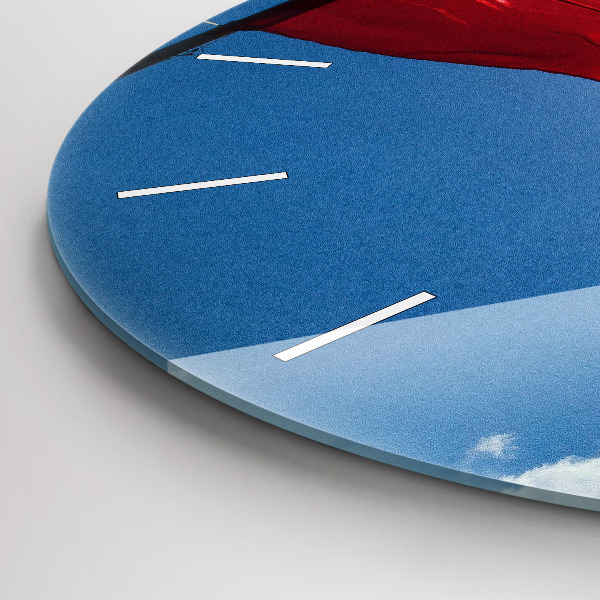 Wanduhr rund mit motiv Polnische Flagge gegen den Himmel