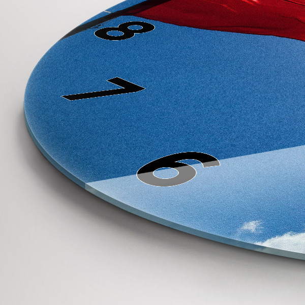 Wanduhr rund mit motiv Polnische Flagge gegen den Himmel